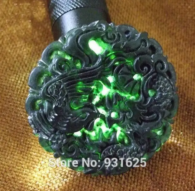Китайский черный натуральный зеленый Yu резной дракон ручной Феникс повезло