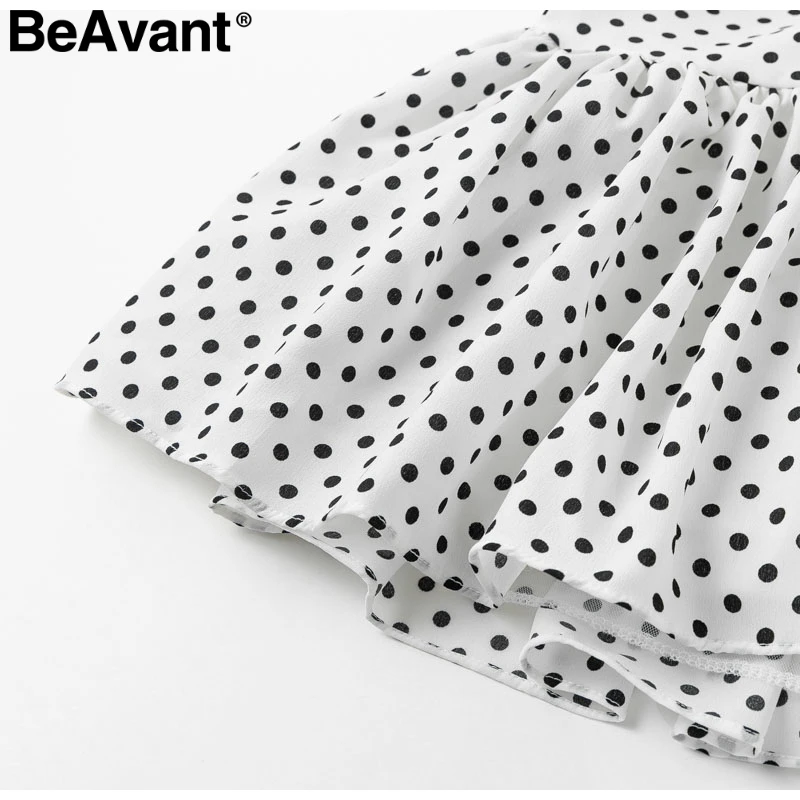 BeAvant Пышное Платье с квадратным вырезом и рюшами на рукавах, сексуальное платье в горошек, женские платья в стиле бохо, ретро, хиппи, короткие платья для вечеринок, vestidos