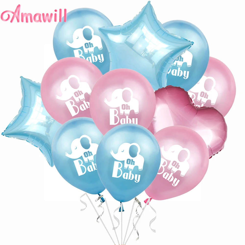 Латексные воздушные шары Amawill розовые синие с рисунком слона для вечеринки на