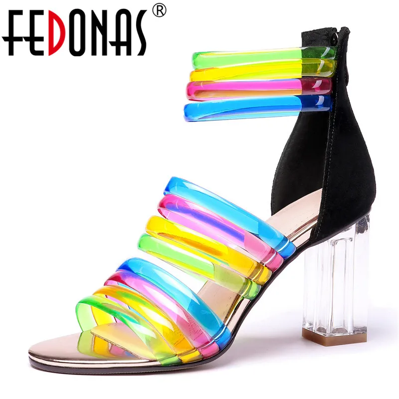 FEDONAS/Новинка Пикантные женские летние босоножки на высоком каблуке Модная