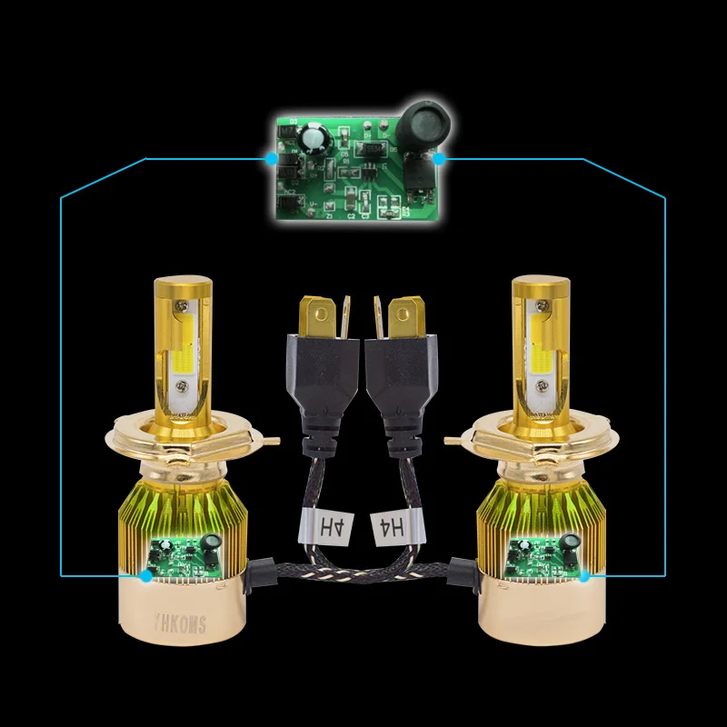 Yhkoms фар автомобиля H4 LED H7 светодиодные лампы 3000 К 6000 К H1 H3 H8 H11 9005 HB3 9006 HB4 880 881 H27 LED двойной Цвет цвет: желтый, белый свет