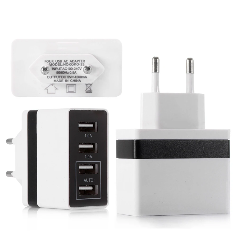 4 портовые USB мульти зарядные устройства 5V 1A европейская вилка несколько