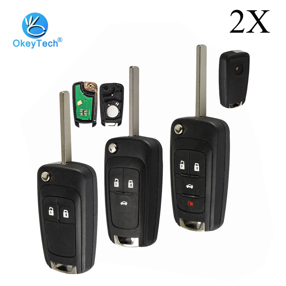 

OkeyTech 2pcs/lot for Opel Astra J H G Corsa D Insignia Flip Folding Remote Control Car Key 433Mhz ID46 Chip Uncut HU100 Blade