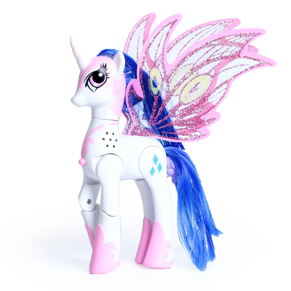 Белый My little horses action figure anime figure toys for children ponies toys lovely Unicorn light and music joint are movable - Цвет: Белый