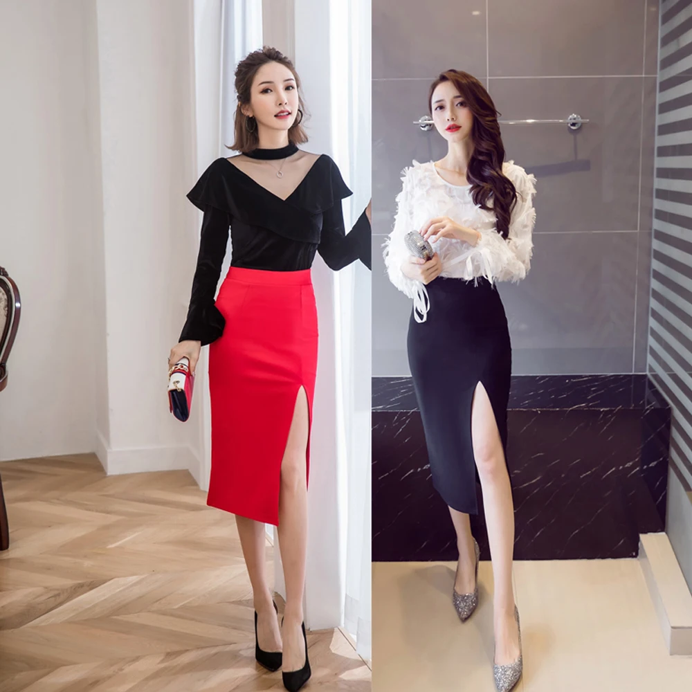 Размера плюс с высокой талией Bodycon нарядные юбки для Для женщин сексуальный