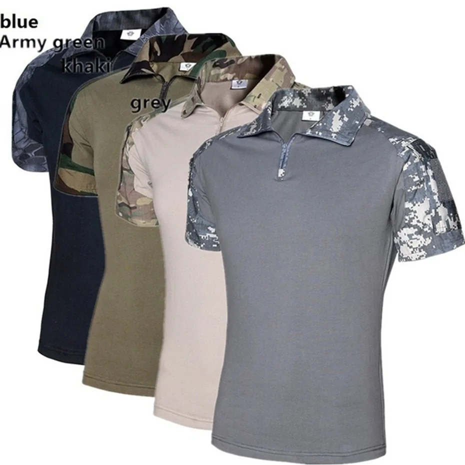 Мужская Летняя армейская тактическая рубашка поло с коротким рукавом