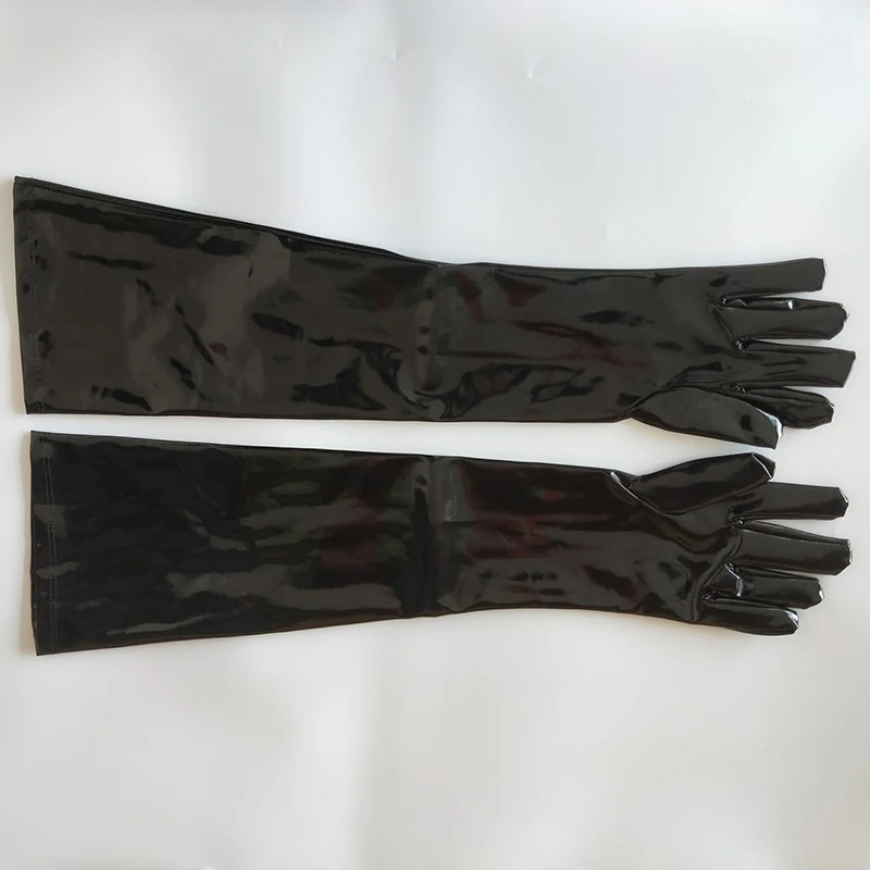 Женские кожаные перчатки черные красные длинные в стиле хип хоп|Женские