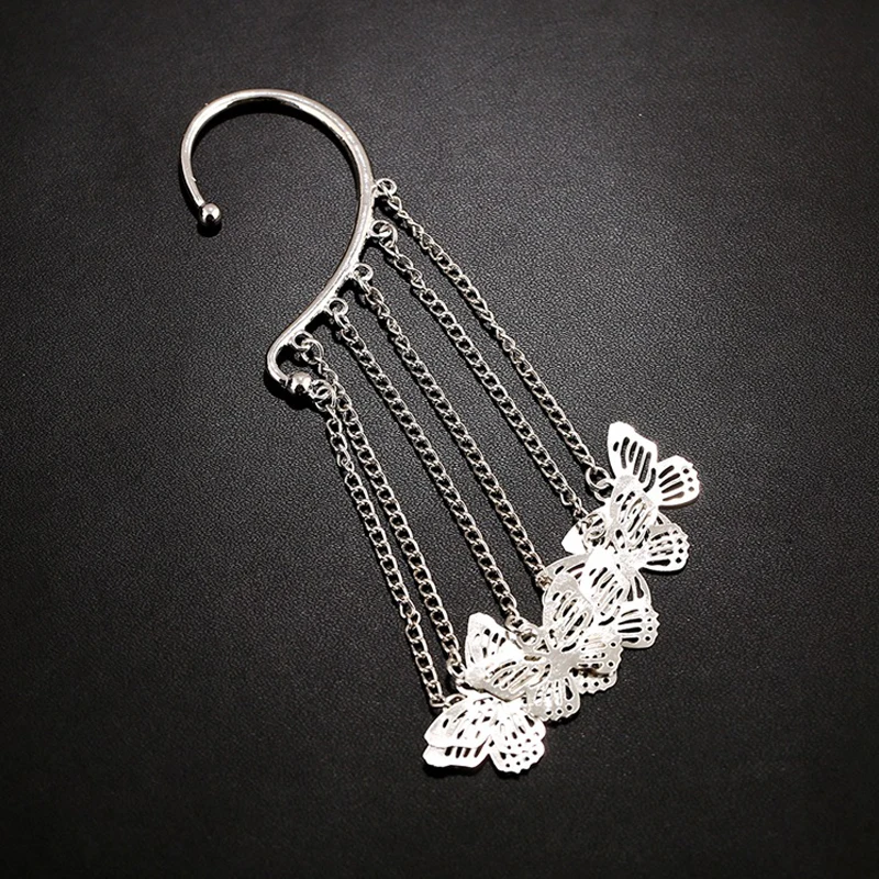 Женские длинные серьги-бабочки из сплава серьги-клипсы с имитацией пирсинга