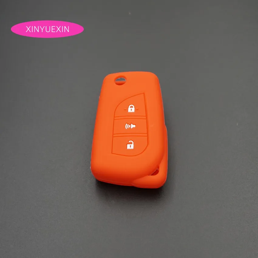 Xinyuexin For Toyota Avensis Corolla Prius Camry Vitz 3 Buttons Silicone Car Key Case Fob Cover FLip Remote Styling | Автомобили и