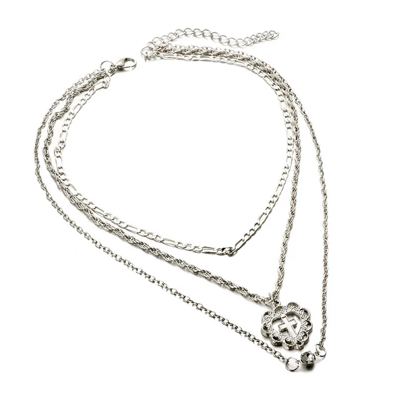 2018 модные длинные цепь чешские крест Многослойные Цепочки и ожерелья Циркон