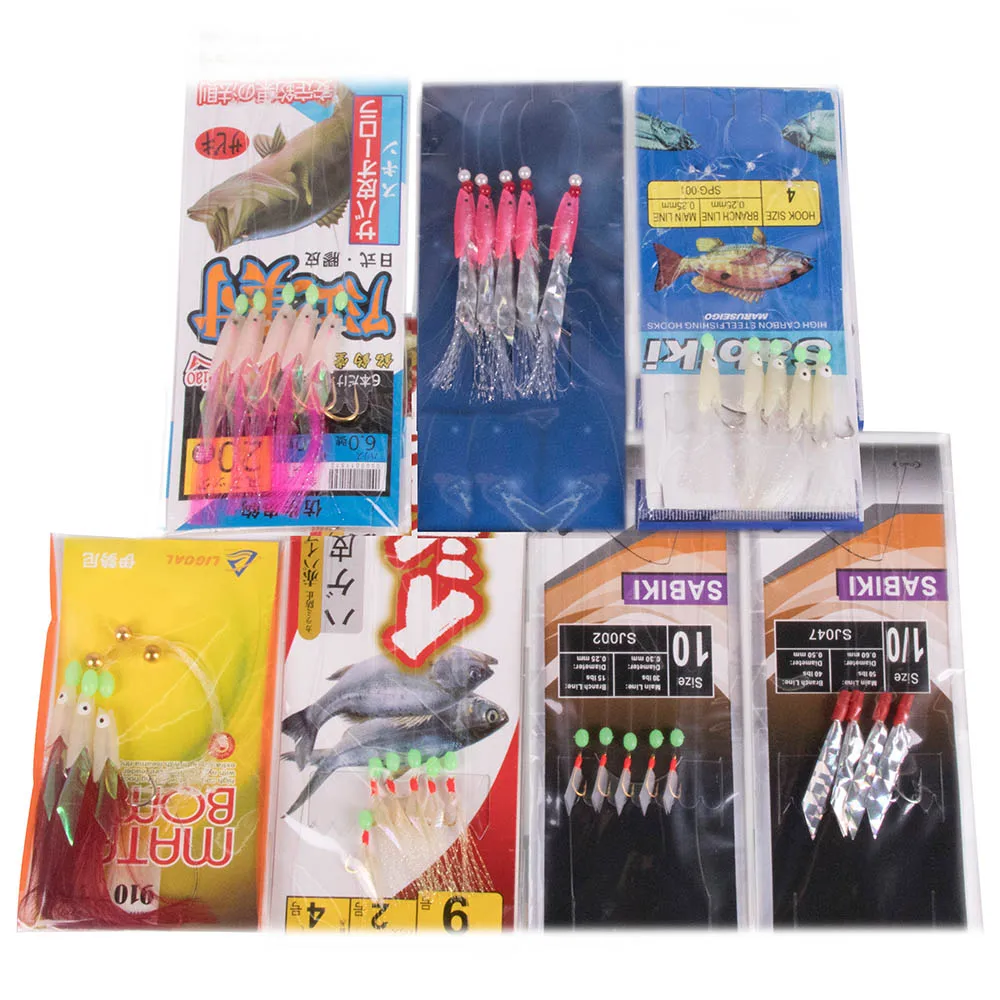 Style 2-7packs 32 33 65 шт. скумбрия перо-приманка sabiki rig Jip морская приманка на рыболовный крючок приманка троллинг юбка аксессуары - Цвет: Style 2-7packs