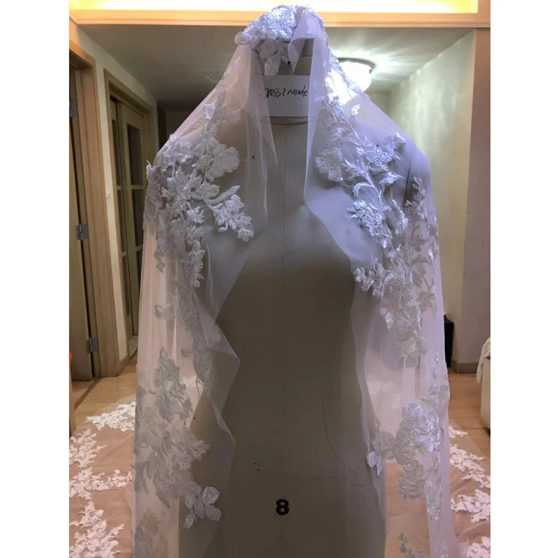 Новинка 2018 роскошная винтажная Длинная свадебная фатиновая Фата без расчески 3 х3