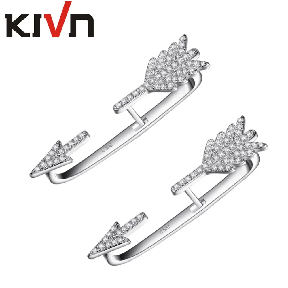 Модные ювелирные изделия KIVN с фианитами и закрепкой серьги-каффы со стрелками