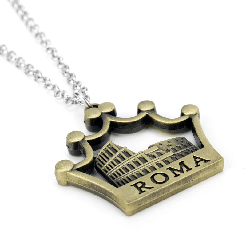 HANCHANG Roma Necklace City of Italy 3D Relief Building Pendants&ampNecklaces Link Chain Jewelry Men Women Souvenir | Украшения и