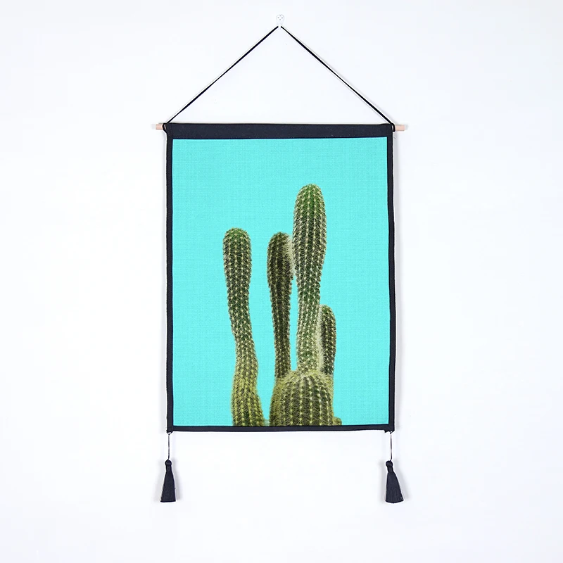 Постер С КАКТУСОМ домашний настенный декоративный цельный деревянный подвесной