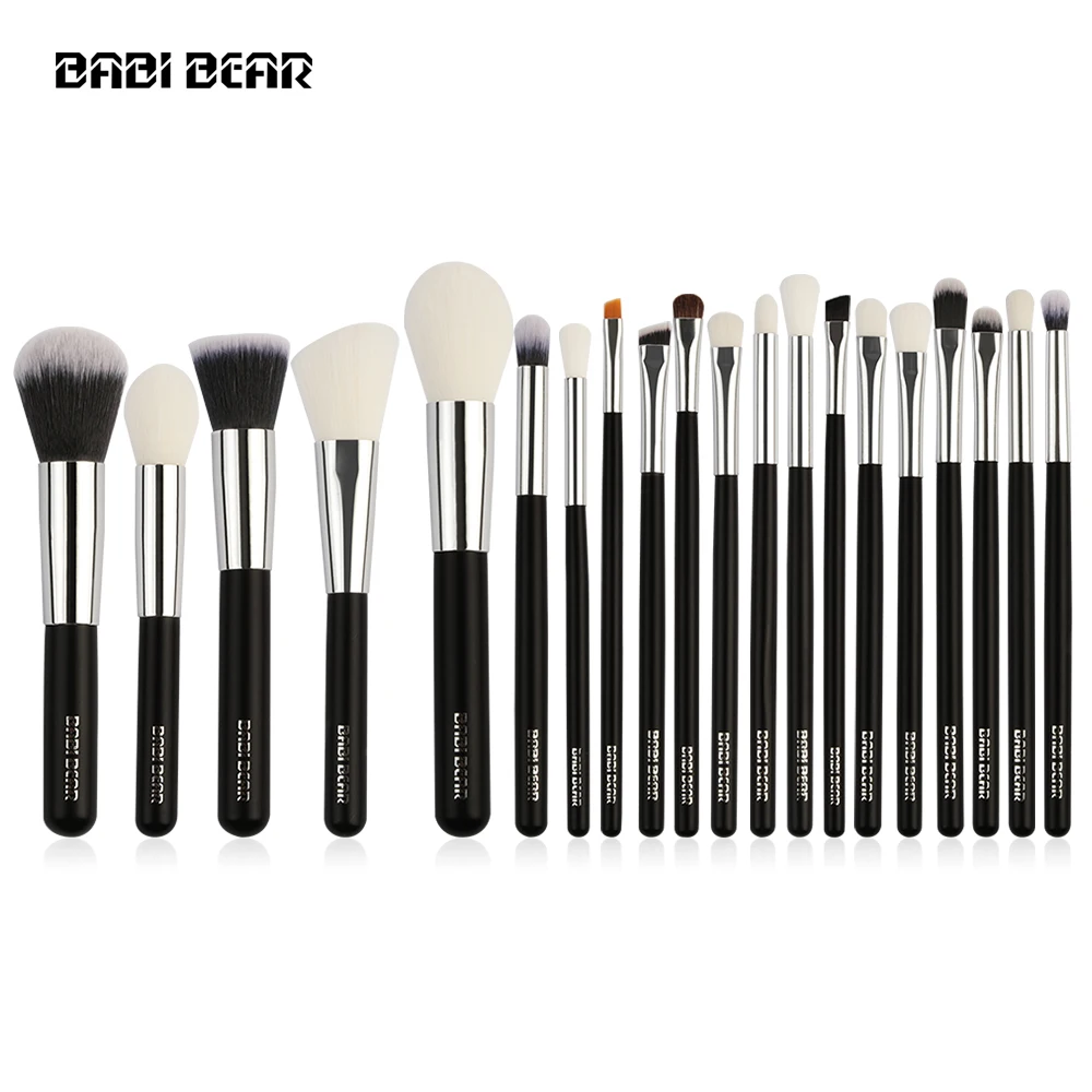 BABI BEAR 20 шт. серебристые/черные кисти набор инструментов тени для век основа