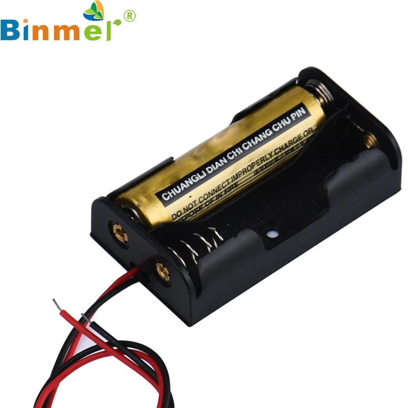 Binmer Mecall Tech Box Holder для 2 x AA Black с проволочными выводами пластиковый чехол хранения