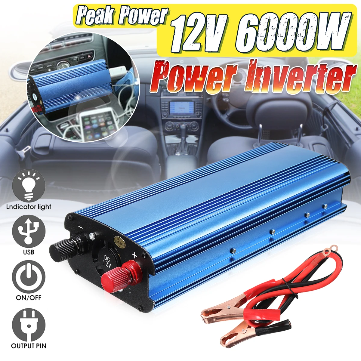 Инвертор Pea k power 6000 W/5000 W/4000 W/3000 WInverter DC 12 V/24 V/48 V/60 V To AC 220V синусоидальный солнечный инвертор трансформатор напряжения - Цвет: 6000W