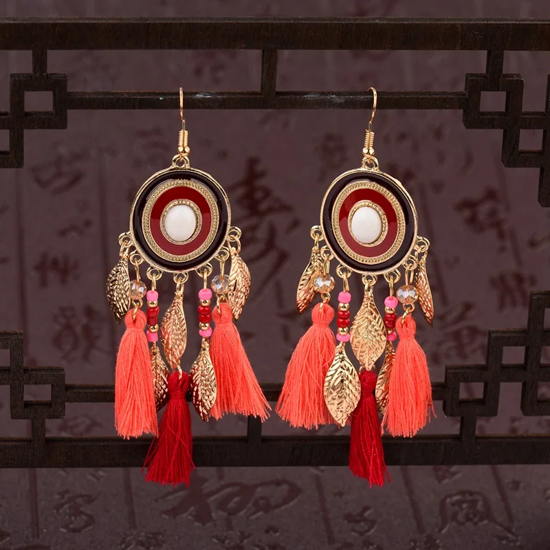 DOUVEI длинные индийские серьги с кисточками для женщин ручной работы Jhumka