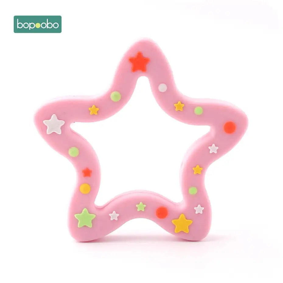 Pink Star Bopobo 1 шт. силиконовый Прорезыватель с оленем Sika, силиконовая Подвеска для прорезывания зубов, подарок на Рождество, силиконовые грызуны, детский Прорезыватель - Цвет: Pink Star