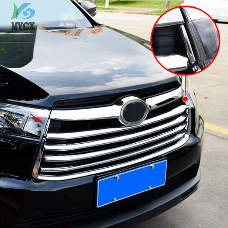 Для TOYOTA HIGHLANDER KLUGER 2014 2016 хромированная передняя сетчатая решетка для гриля