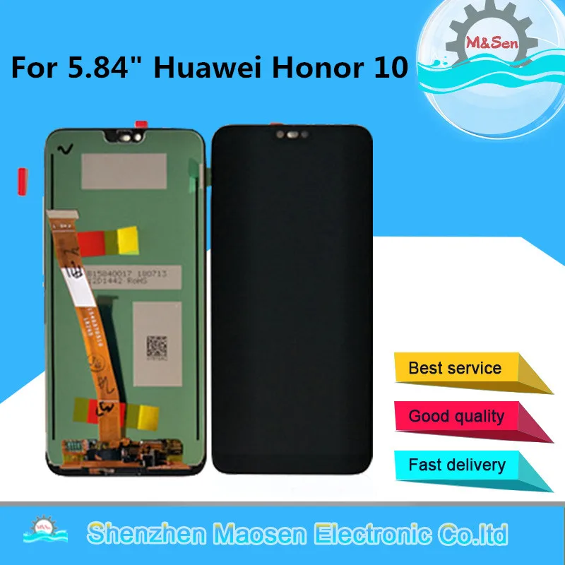 M& Sen для 5,8" huawei Honor 10 ЖК-дисплей Экран Дисплей+ сенсорный экран Панель планшета с технологией сканирования отпечатков пальцев для COL-AL10 COL-L29 COL-L19