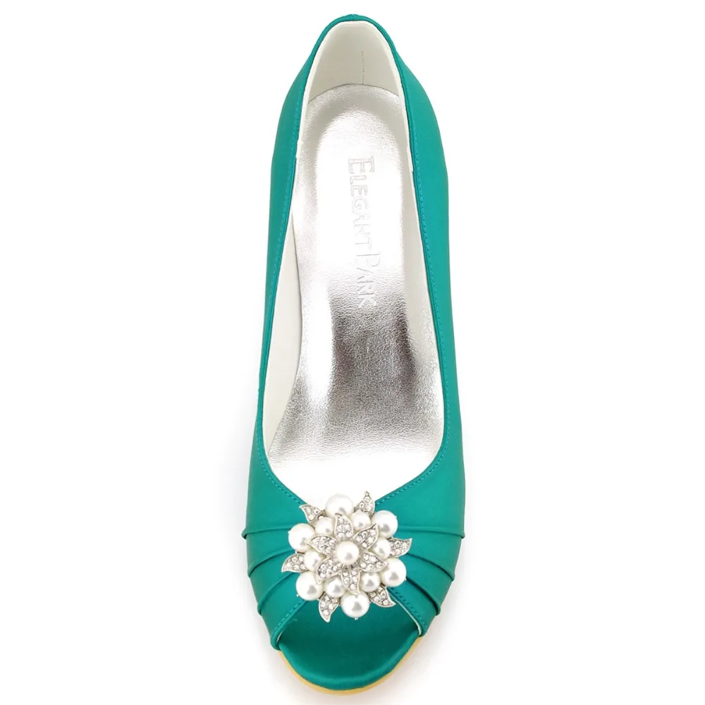 WP1549 цвета слоновой кости бирюзовые женские туфли с открытым носком на высоком