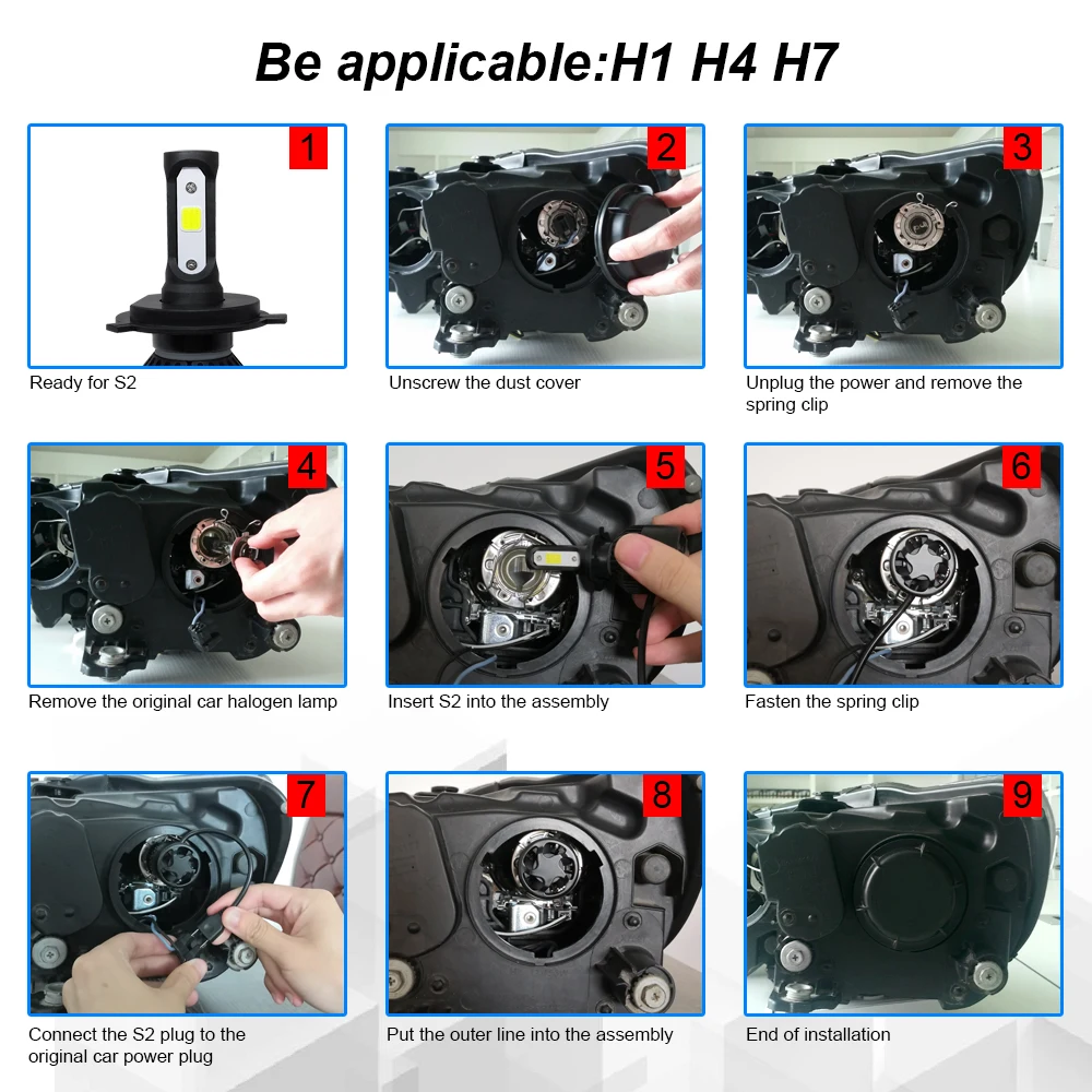 2 pcs Hi lo 9005 9006 LED Headlight Bulbs Auto Led Headlamp LED Light 12v 24 Accessory