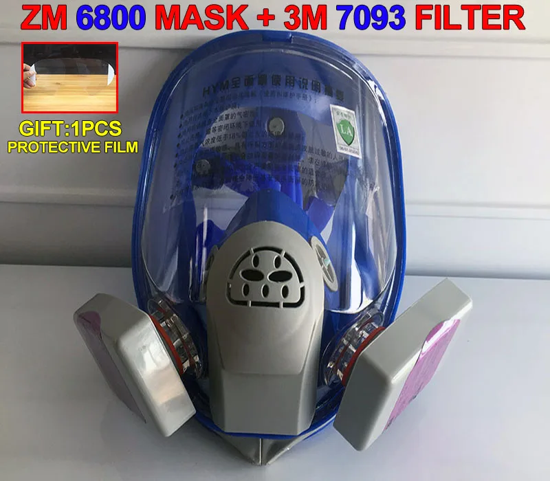 1 шт. ZM 6800 маска+ 2 шт. 3 м 7093 CN фильтр синий силиконовый Респиратор маска противогаз для пыли частиц Дыма Респиратор маска, полностью защищающет голову