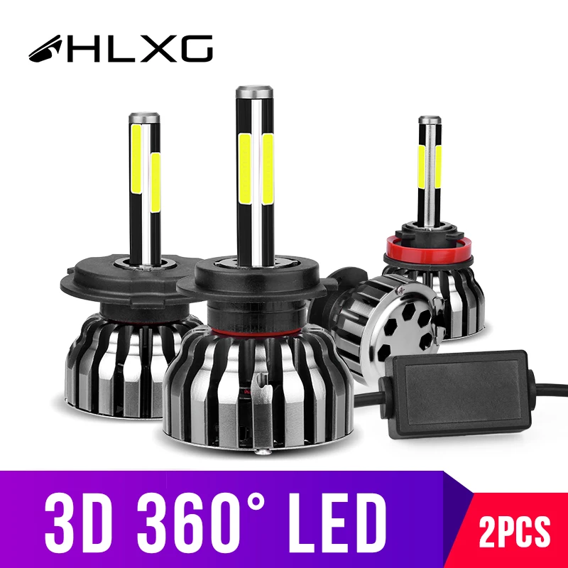 Hlxg 3D 360 градусов 4 стороны 12000LM H11 Противотуманные фары H8 H4 h7 светодиодный фар HB3 9005