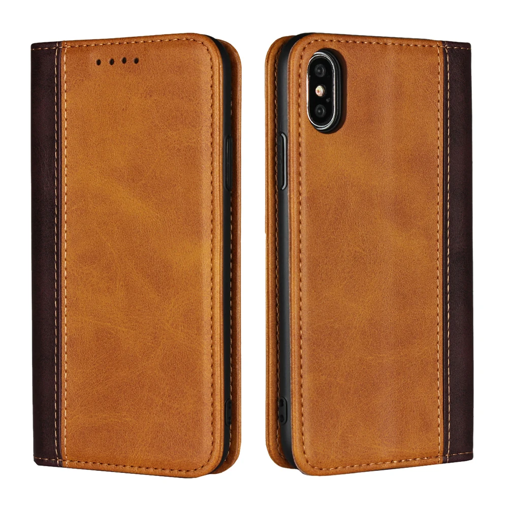 LUCKBUY для iPhone X XR XS Max Цвет соответствующие теленок кожа флип чехол для iPhone 7 8 6 6 S Plus luxury магнитный Бумажник Обложка