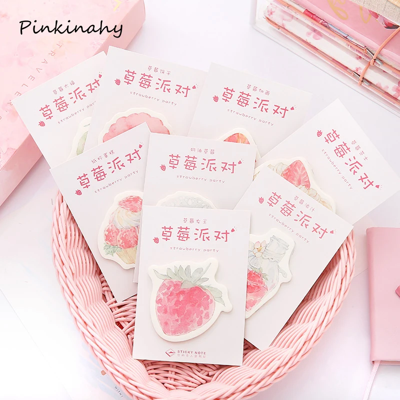 30 листов/партия Kawaii Memo Pad с клубничным сыром самоклеящаяся бумага для заметок