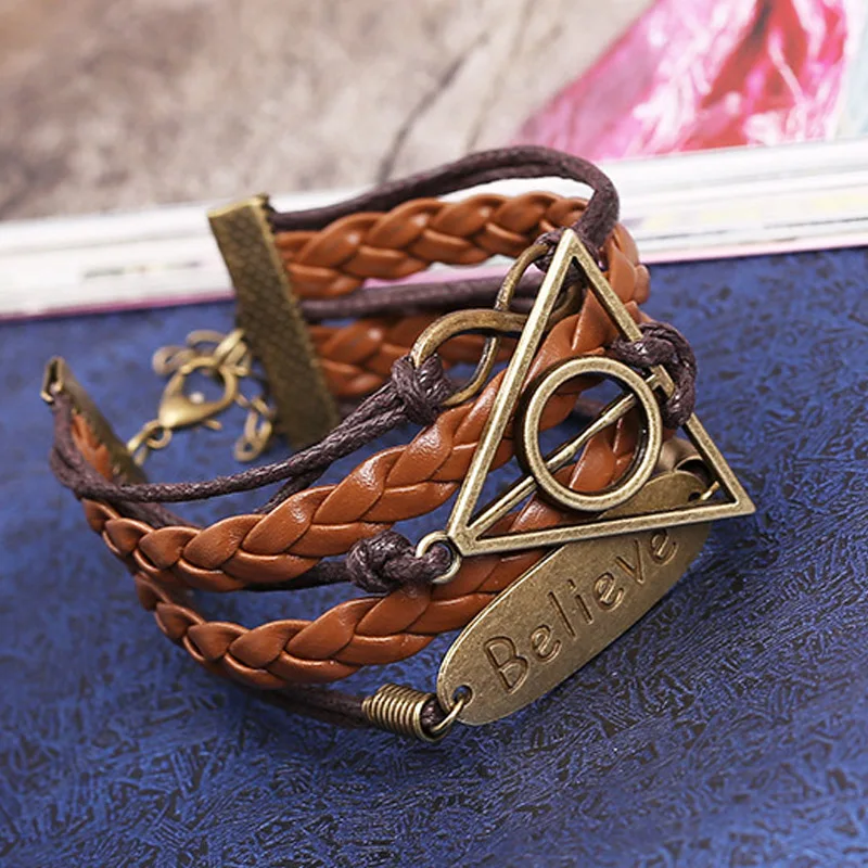 Кожаный браслет с монограммой мужские ювелирные изделия бронзовый верный круг в