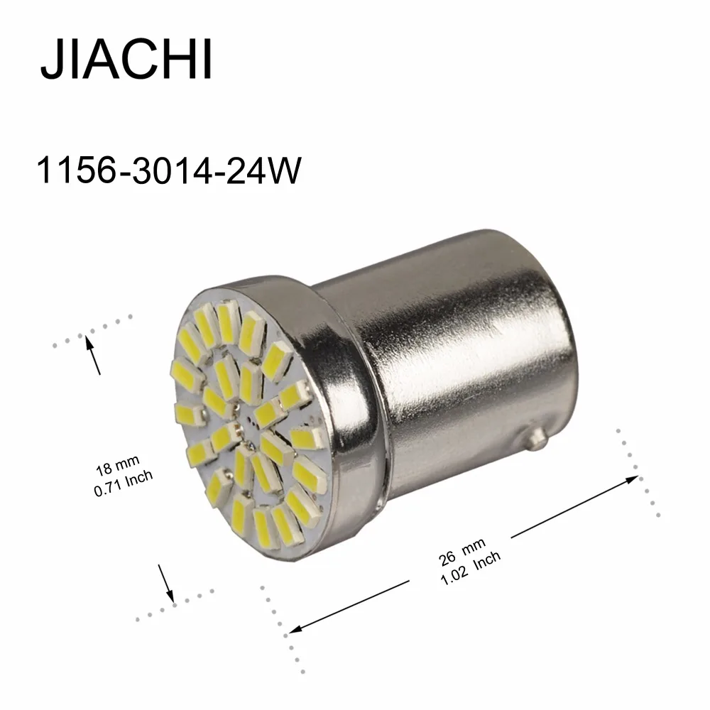 JIACHI 100 шт. 1156 светодиодный автомобильный аксессуар лампа BA15S P21W 3014SMD 24 чип сигнал
