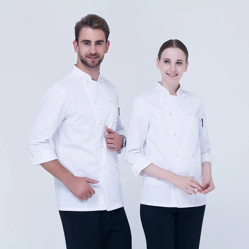 

WELIVENICE New 2019 High Quality Chef Uniforms Men Women Cloth Buckle Double Row Button White