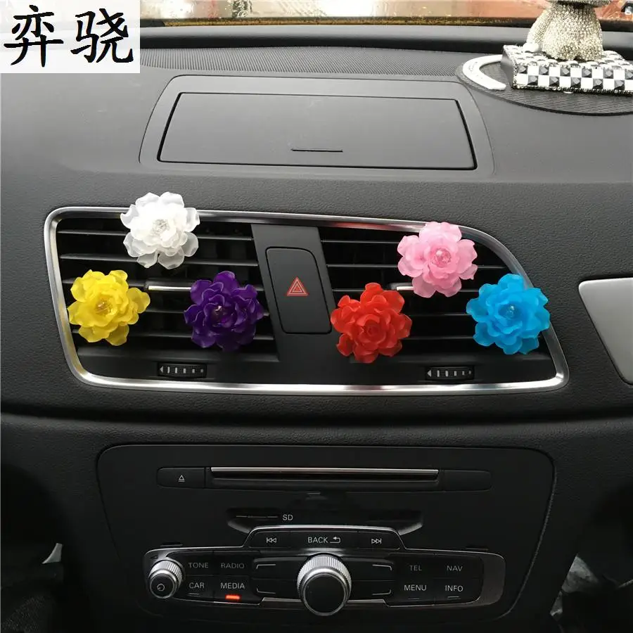 

Exquisite plastic Colorful Rose flower car accessories styling Beautiful car perfume Air refreshing agent for air conditioner