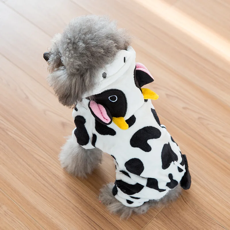 Hot Sale Dog Pet Clothes Velvet Cute Winter Clothing Cow Coat Cloth for |