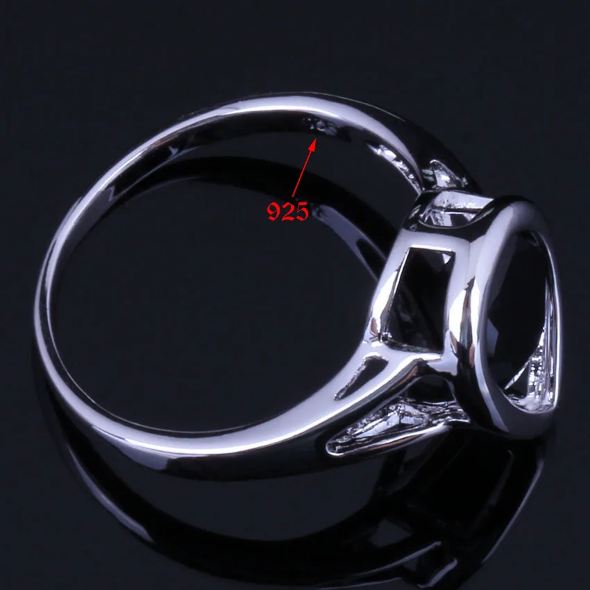 Выдающиеся капли воды черный Кубический Цирконий 925 стерлингового серебра