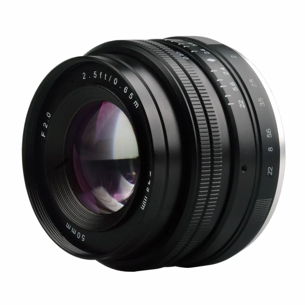Lightdow 50 мм F2.0-F22 Prime фиксированный ручной фокус объектив для sony E-Mount Cannon Nikon Olympus M4/3 Fujifilm беззеркальных камер