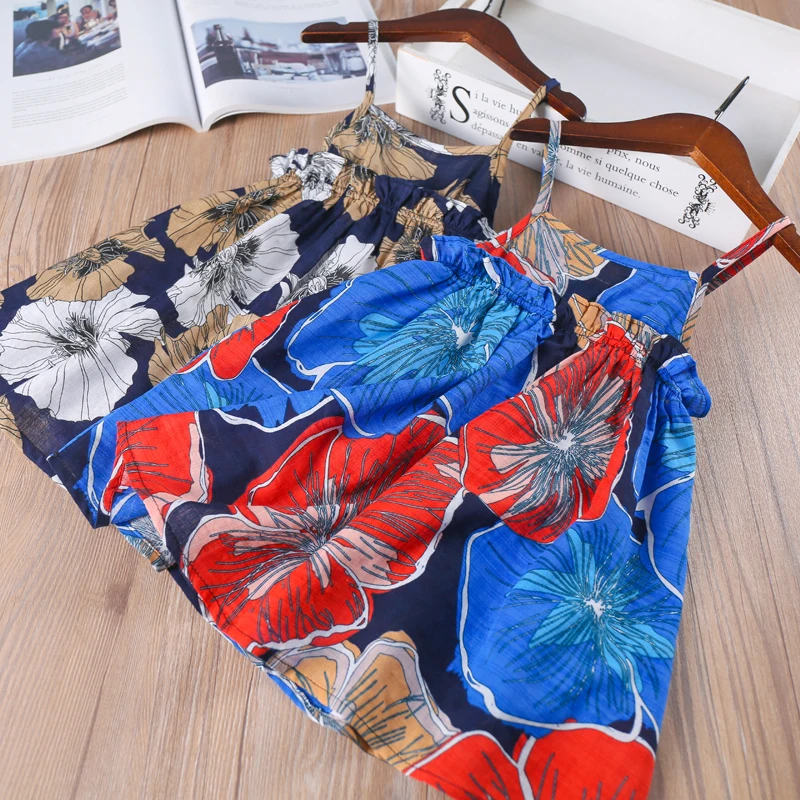 Hurave Summer bohemian print baby Girl clothes camis Children dress Kids Clothes ruffles dresses | Детская одежда и обувь