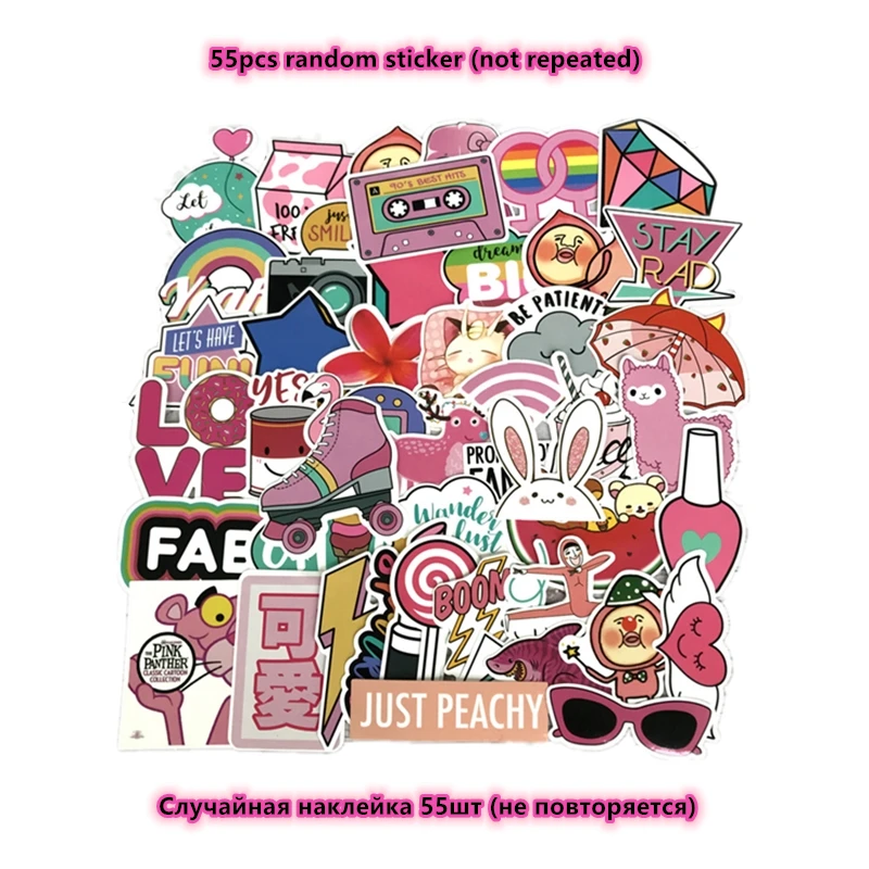 110 шт и 55 шт розовый мультфильм девушка водонепроницаемый ПВХ стикер чемодан компьютер мобильный телефон автомобиль мотоцикл стикер
