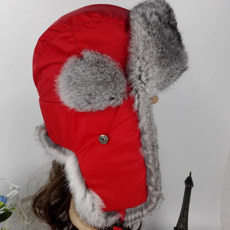 Женские шапки-авиаторы из натурального кроличьего меха теплые зимние шапки