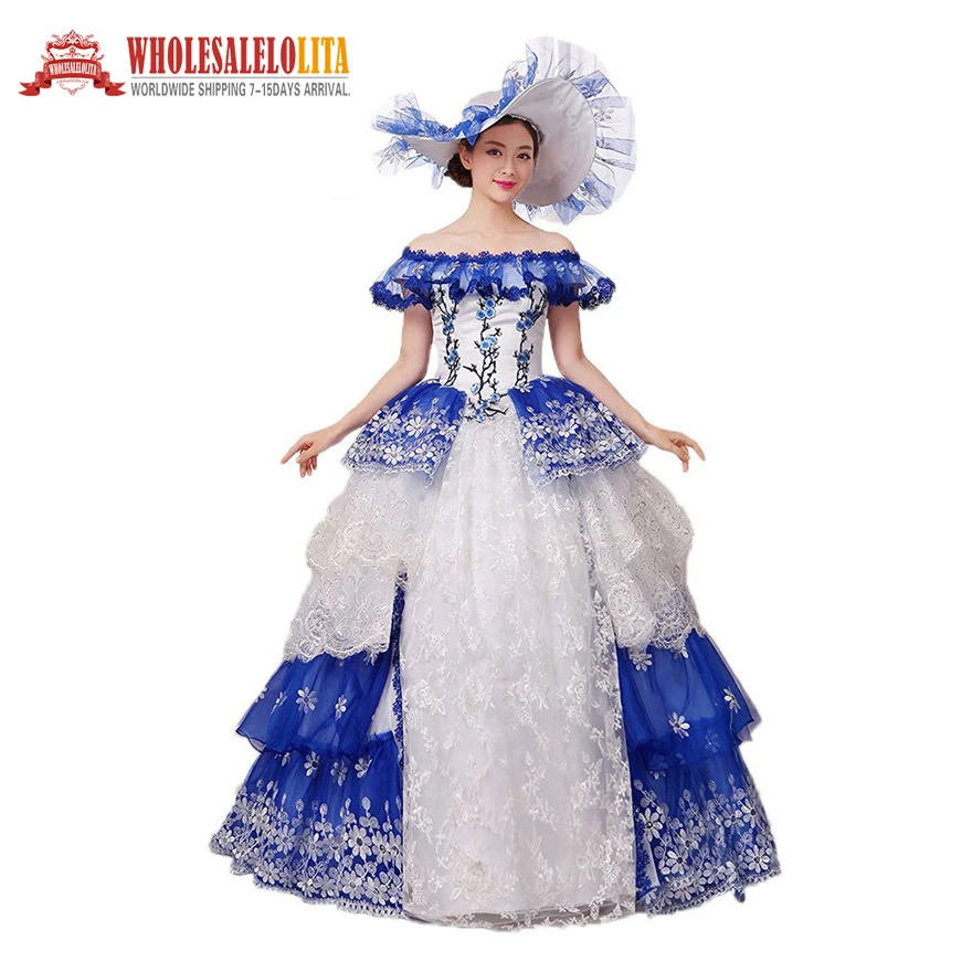 Лучшие продажи платье для Бала маскарада Southern Rococo Belle Платье театральные Vestido