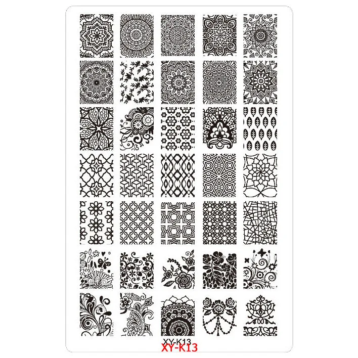 XYK13 Kimcci 14,5*9,5 см XY-K серии пластины для штамповки ногтей Пластиковые кружевные цветочные шаблоны для маникюра трафареты салонные инструменты для маникюра - Цвет: XYK13