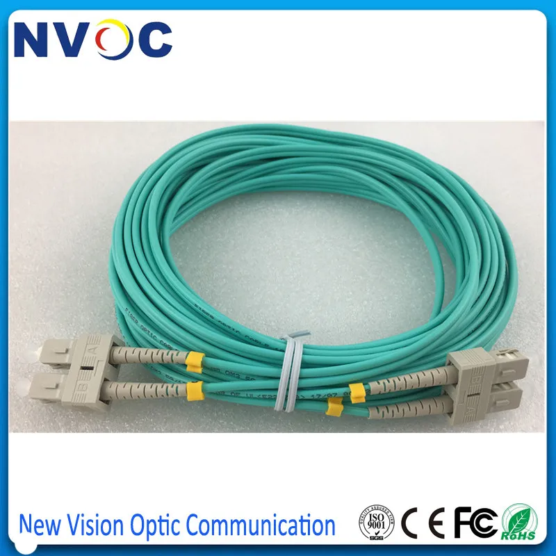 10 шт./лот Крытый SC м DX многомодовый (OM3 150) двойной г 50/125 мм Aqua SC/UPC Волоконно