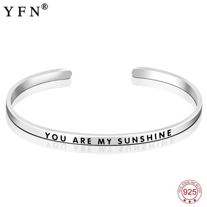 

YFN Genuine 925 Sterling Silver You Are My Sunshine Bracelets & Bangles Fashion Jewelry & Accessories For Lovers Friends
