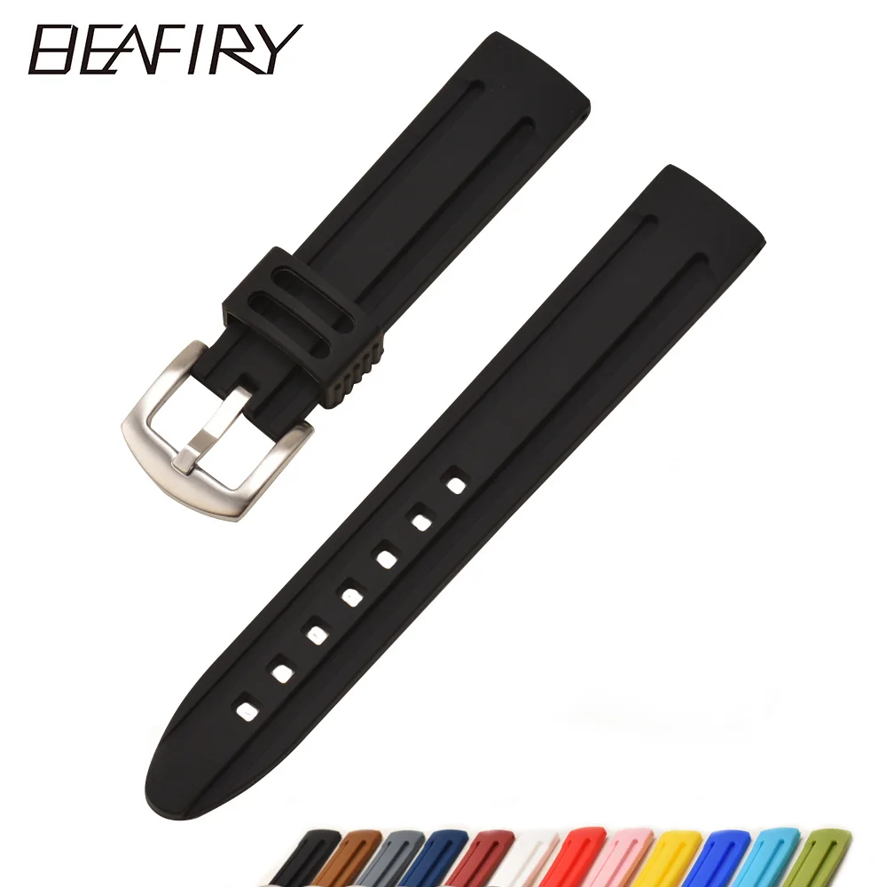 Ремешок BEAFIRY резиновый для наручных часов мягкий силиконовый водонепроницаемый