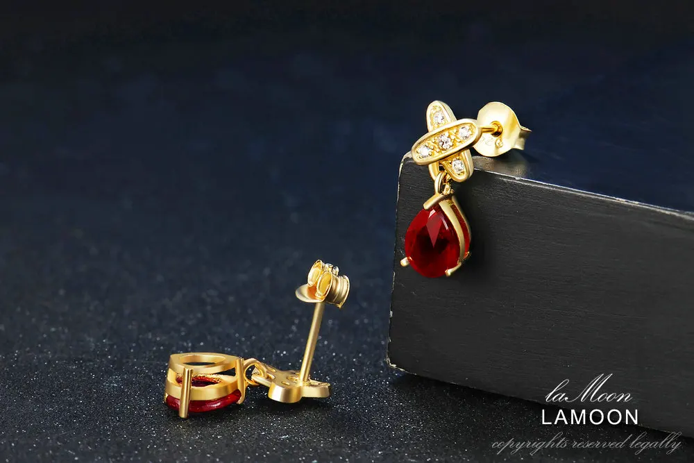 Ламон слеза 5x7 мм 2ct красный рубин 925 пробы-серебро-ювелирные изделия серьги-гвоздики S925 LMEI050