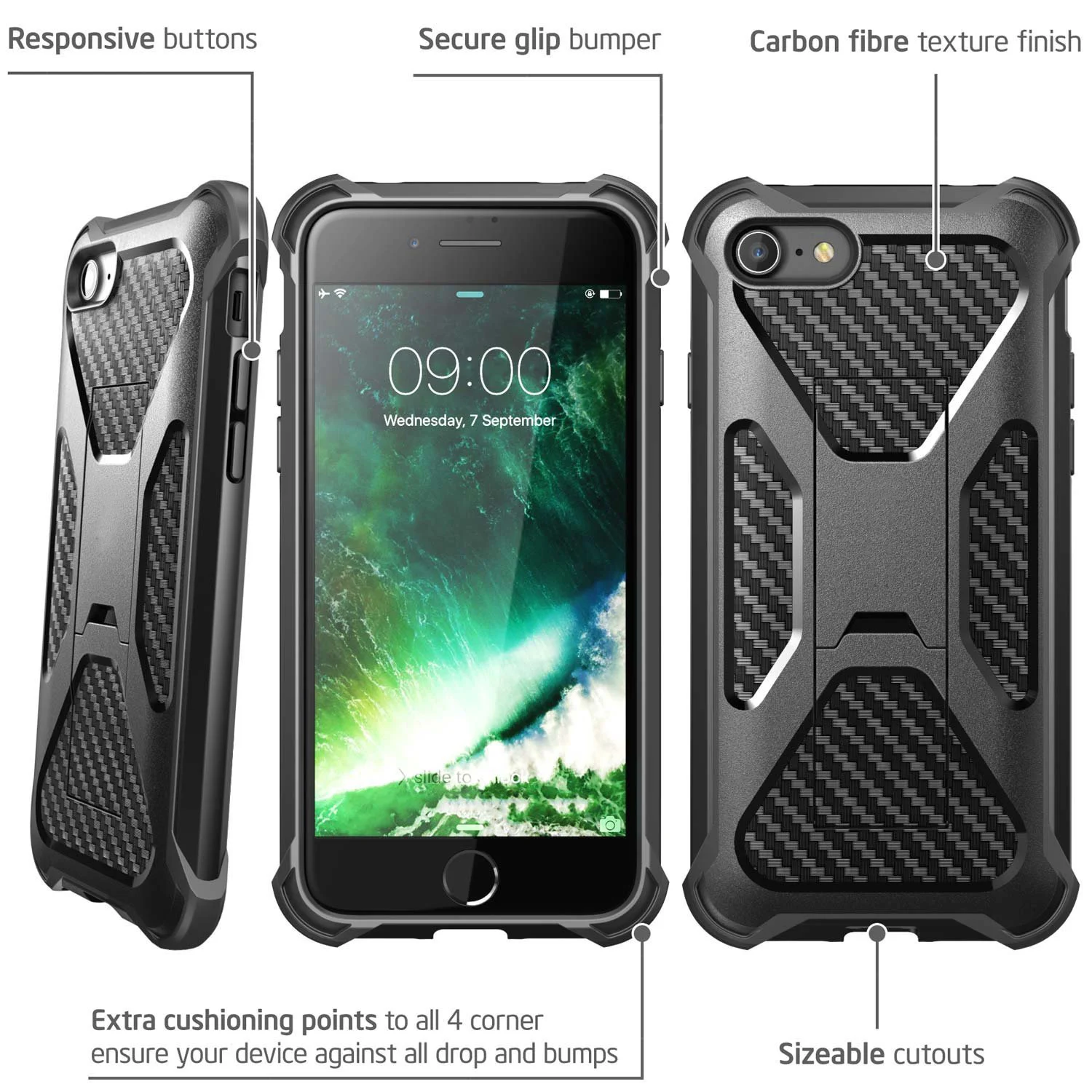 Гибридный трансформатор Kickstand чехол для iPhone 7 7Plus 8 8Plus сверхмощный с зажимом и