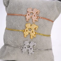 juwang fashion copper chain bracelets jewelry cubic zirconia lucky boy girl kiss adjustable charm bracelet for birthday gift